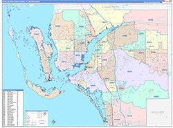 Fort Myers-Cape Coral Metro Area Wall Map Color Cast Style 2026
